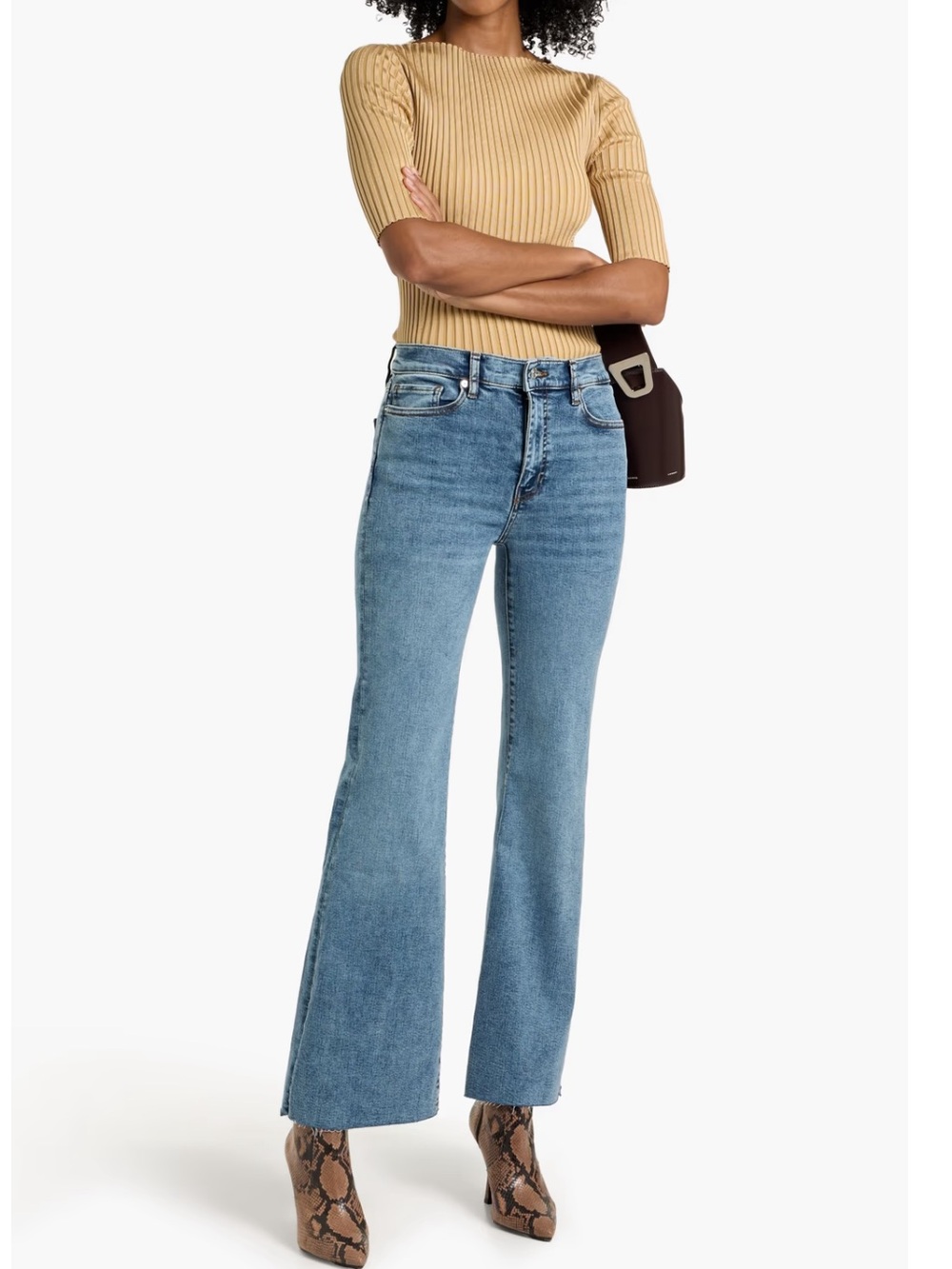 Frame Denim Le Easy Flare Raw Hem Jeans